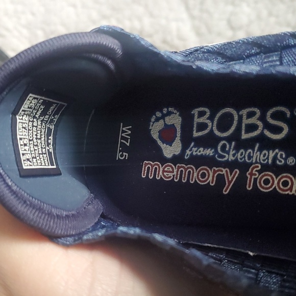 NIB BOBS from Skechers Women's 7.5 Blue Memory Foam Espadrille Wedge Slip On - Picture 5 of 12
